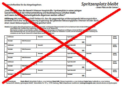 Alte Unterschriftenliste Spritzenplatz bleibt!